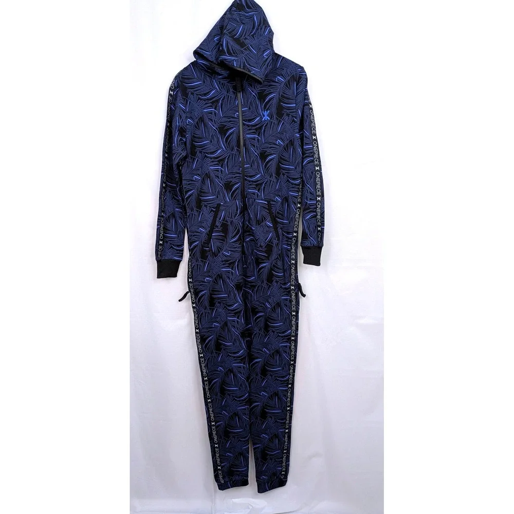 OnePiece Norwegian Original Jumpsuit Medium Blue Leaf Hooded Zip One Piece - Picture 1 of 16